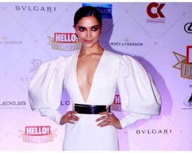 Deepika Padukone works this sculpted gown like the powerful diva she is
