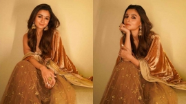 Alia Bhatt gives out bridal vibes in a golden lehenga
