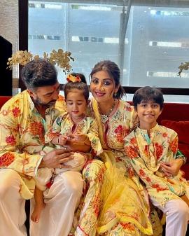 Shilpa Shetty in Gopi Vaid`s floral printed sharara set is an example of festive glam best lived; Yay or Nay?