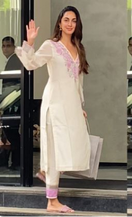 Kiara Advani pairs Rs. 2 Lacs Christian Dior bag with ivory kurta set