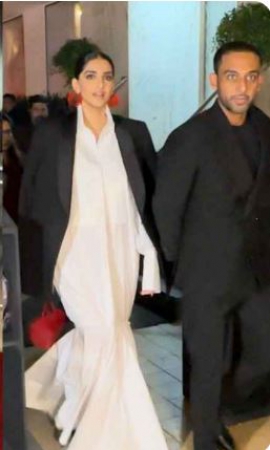 Sonam Kapoor Ahuja glows in white cotton gown with fishtail design, black blazer and red heart bag from Alaïa