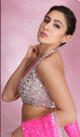 Sara Ali Khan`s silver halter neck bustier with pink lehenga is perfect Diwali fashion inspiration for parties