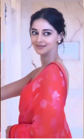 Ananya Panday OWNS traditional vibe in red floral saree completed with messy bun