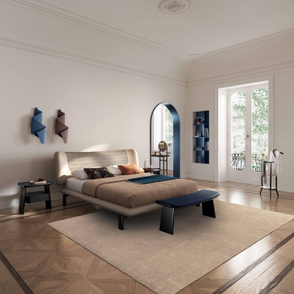 The DUO collection, an exclusive collaboration between Poltrona Frau & Ceccotti Collezioni, gracefully debuts in the bedroom area.
